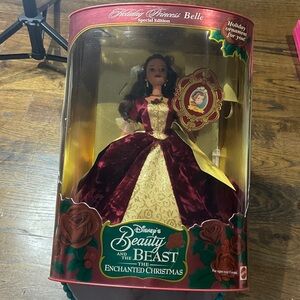 Disney Holiday Princess Belle Vintage Barbie in Red and Gold